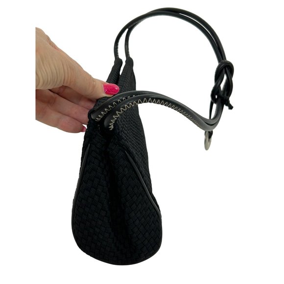 The Sak Women’s Black Purse Fabric Weave Faux Leather Rectangle Snap Pockets - Picture 10 of 17